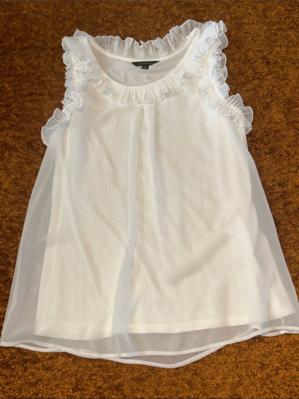 Banana Republic White Ruffle Sleeveless Blouse